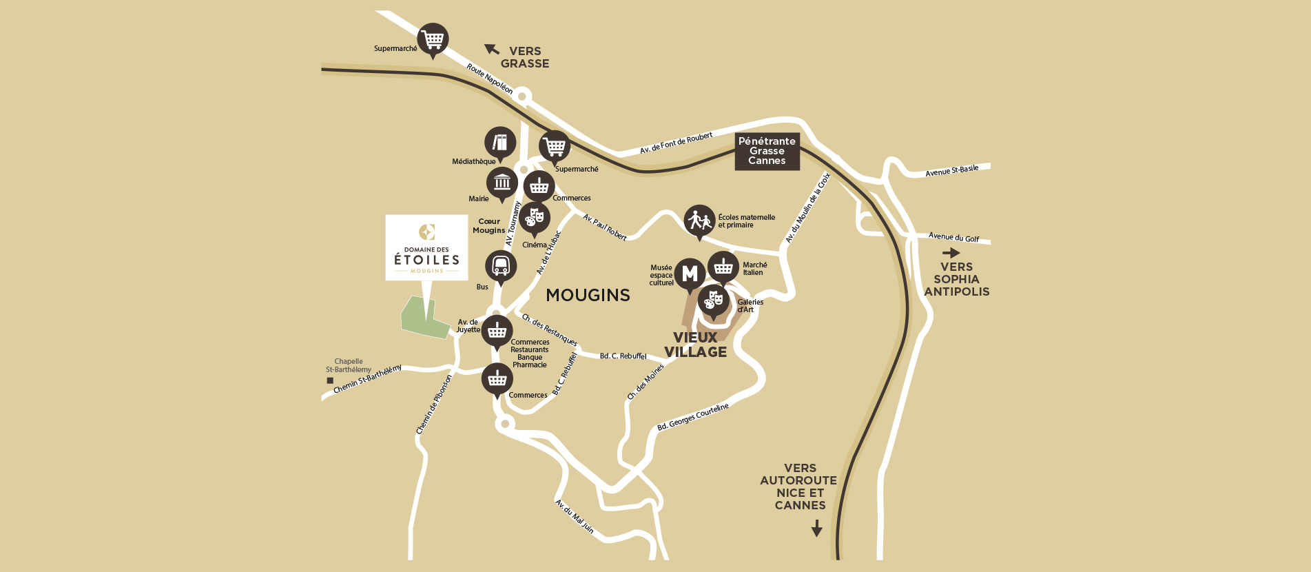 map Domaines des étoiles Mougins